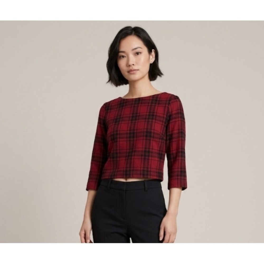 Madewell Madewell Curtis Red Plaid Herald Flannel Top Blouse Tunic Size XS N42